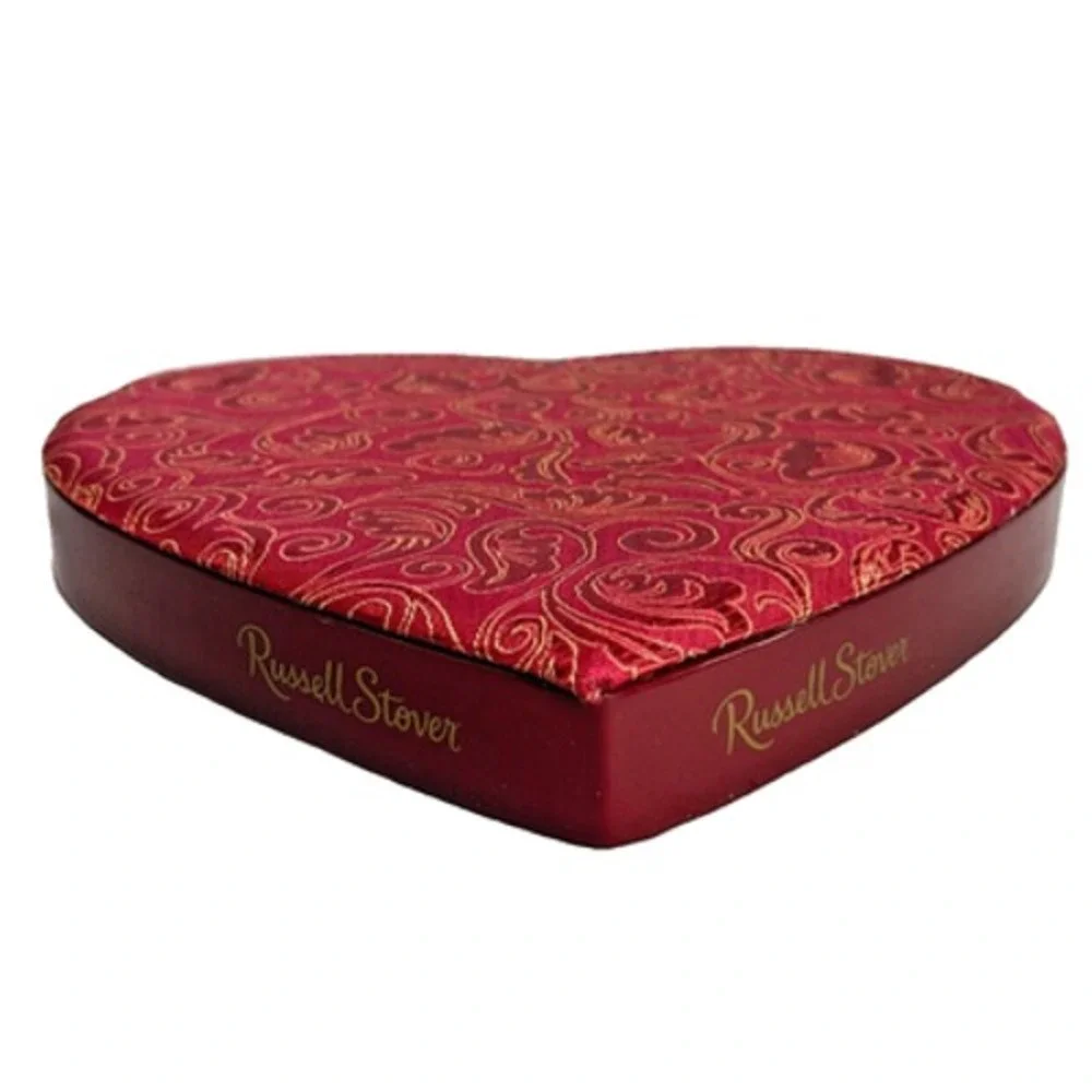 Heart Shaped Russell Stover Candy Box with Padded Fabric Lid Empty 10.5" - Picture 8 of 12